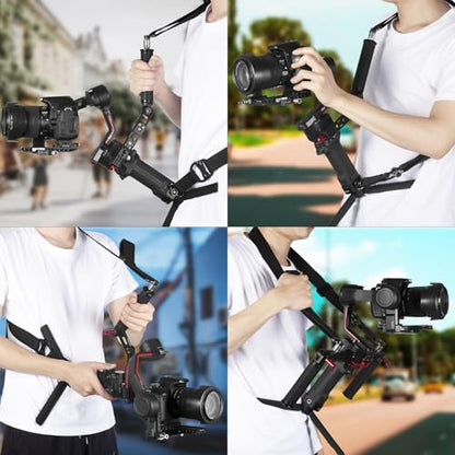 Weight Reducing Adjustable Shoulder Strap, RS4 RS3 Gimbal Shoulder Strap, Gimbal Belt with Baseplate Quick Release QD Buckles, Compatible with Sling Handle for DJI RS 4/RS 4 Pro/RS 3/RS 3 Pro/RS 2 - color: W3207.