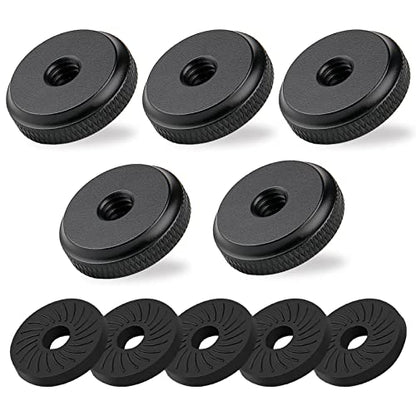 1/4" Female Thumb Nuts with Rubber Pads, 5pc Thumb Wheel Lock Nut Adapter, Anti-Slip Rubber Washers with 1/4" Screw Hole for Attach The Camera to Tripod