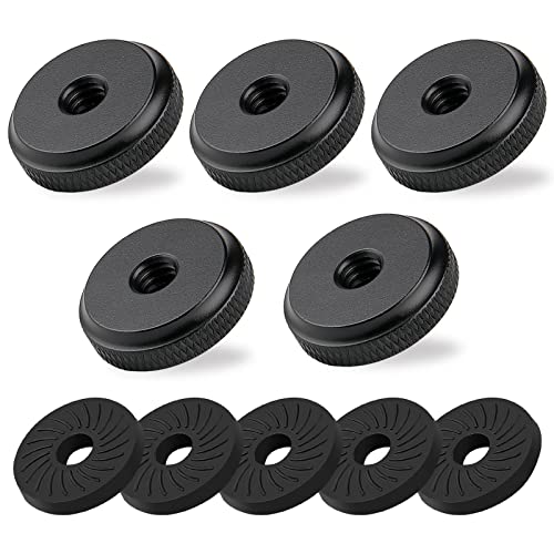 1/4" Female Thumb Nuts with Rubber Pads, 5pc Thumb Wheel Lock Nut Adapter, Anti-Slip Rubber Washers with 1/4" Screw Hole for Attach The Camera to Tripod