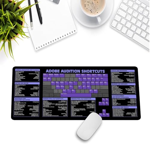 Audio Editing Shortcuts & Cheat Sheet Mouse Pad Mouse Mat, Quick Reference for Audio Editors, Sound Designers, Podcasters, Essential Computer Accessories for Study, Work, and Reference Purposes KMH - color: Adobe Audition