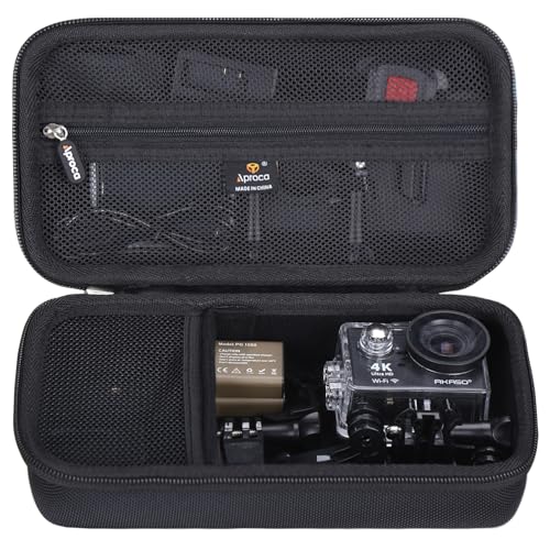 Aproca Case Compatible with AKASO EK7000 4K30FPS 20MP WiFi Action Camera, Portable Storage Bag for Camera Accessories -Black (Case Only) - color: Black