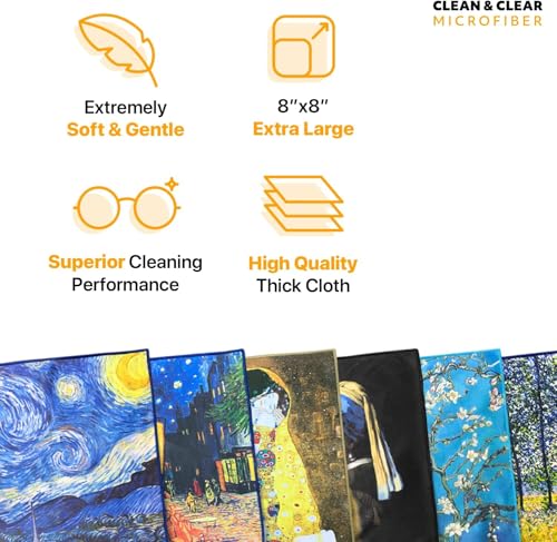 Large Microfiber Cleaning Cloths [5 Pack] – Classic Art “Dance at Le Moulin de la Galette” Design, Premium Lens Cleaning Cloth for Cameras, Glasses, Screens & Electronics - color: Dance at Le Moulin De La Galette, size: 5 Pack