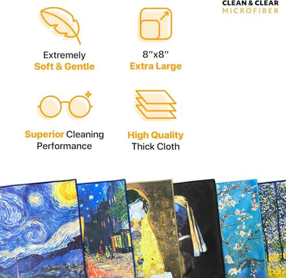 Large Microfiber Cleaning Cloths [5 Pack] – Classic Art “Gleaners” Design, Premium Lens Cleaning Cloth for Cameras, Glasses, Screens & Electronics - color: Gleaners, size: 5 Pack