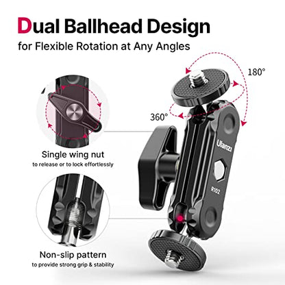ULANZI Magic Arm with Double Ballhead 1/4" Screw, Compatible with Universal Monitor Mount for Camera, Video Shooting Photography Accessories Microphone Fill Light Bracket - style: Magic Arm