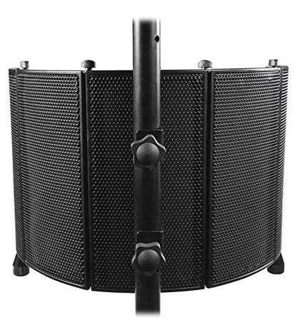 Rockville ROCKSHIELD 3 Large Studio Mic Isolation Shield, Sound Dampening | Acoustic Foam, 5-Panel, Stand Mountable, Desktop Use, Steel Frame, Foldable, Vented Back Plate, 5/8 Adapter, Tripod Base