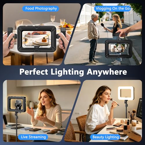 UBeesize Ring Light for Phone, 8000mAh Selfie Light with Detachable Handheld Grip, Smartphone Video Rig, 2900-7000K Dimmable Phone Light for Video Recording, Vlog, TikTok, YouTube, Live Streaming - size: 12in
