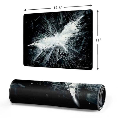 Skinit 12.6” x 11” Batman Dark Knight Rises Gaming Mouse Pad, Large for Desk Setup, Anti-Slip Rubber Base, Smooth Low-Friction Surface, Precision Stitched Edges - color: Black - BATMNX07, size: 12.6" x 11"