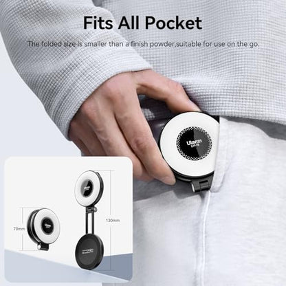 Fill Light for Magsafe LED Phone Light Attachment Selfie Ring Light Brightness Adjustable Compatible w Magsafe for iPhone Smartphone Vlogs/Photography/Video Conference Color Black - color: Black