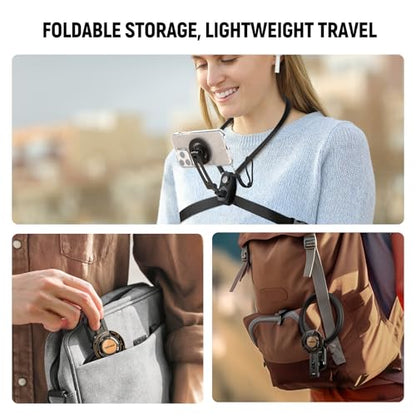 NEEWER Magnetic Neck Holder for Action Camera & Phone, Hands Free Neck Mount with Chest Strap Compatible with GoPro DJI Insta360 iPhone, Phone Holder for POV Vlog Video Recording, GP26 - style: GP26