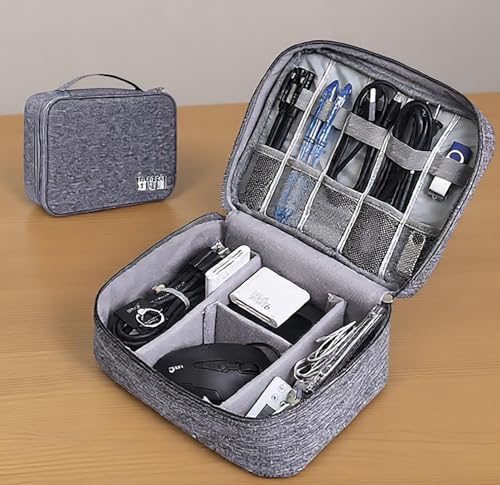 Electronics Organizer, Waterproof Portable Digital Storage Bag, Travel Cable Organizer Case-Grey - color: Grey 02
