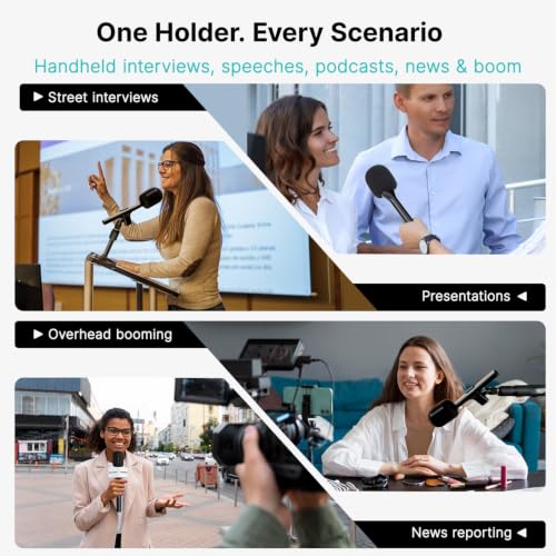 Saramonic Handheld Wireless Mic Stand with Pop Filter, Interview Microphone Adapter for Lavalier Wireless Mics, Compatible with Rode, DJI and All Lav Mic