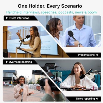 Saramonic Handheld Wireless Mic Stand with Pop Filter, Interview Microphone Adapter for Lavalier Wireless Mics, Compatible with Rode, DJI and All Lav Mic