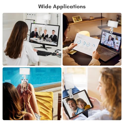 Andoer 120 LED Video Light, LED Selfie Light with Clips for Phone/Laptop, Video Conference Light 2500K-9000K Dimmable CRI95+ Portable Light for Video, Streaming and Video Conferencing - color: White/Dark Grey Heather