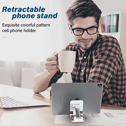 Foldable Phone Holder for Desk, Angle Adjustable Cell Phone Stand, Suitable for iPhone, Samsung & Other Smartphones - color: Leopard Print