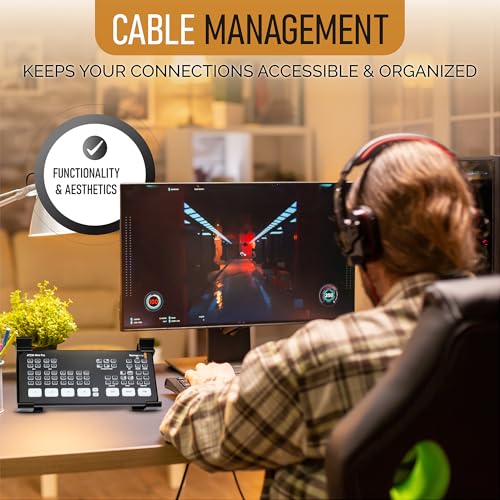Combo Stand for Blackmagic ATEM Mini Pro and ISO Series – LCD Monitor Stand for Thin Monitors – Stable Setup with Cable Management for Streaming Broadcasting Video Production