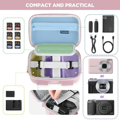 TAAOKA Digital Camera Case, Waterproof & Protective Small Camera Bag with 2 Carrying Ways, Lightweight camera sling bag for PowerShot ELPH 180/190 / Sony DSCW800/DSCW830 - Pink - color: Pink, style: Style1
