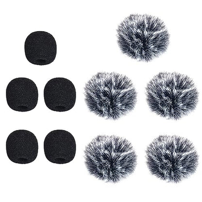 Ruittos 5 Packs Lavalier Microphone Wind Screen Furry Muffs Diameter 1cm Fits Most Lapel Clip Lav. Mini Lapel Microphone Dead Cat Windscreens (5 deadcats and 5x1cm Foam) - style: 5 deadcats and 5x1cm foam