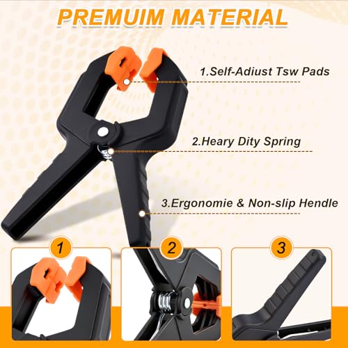 20 Pack Spring Clamps for Crafts & DIY - 3.5 Inch Plastic Woodworking Clamps, Small Balloon Arch Clips, Heavy Duty Tarp & Backdrop Holder Clips - color: Orange-20pcs