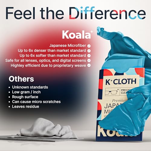 Koala Lens Cleaning Cloth | Japanese Microfiber | Glasses Cleaning Cloths | Eyeglass Lens Cleaner | Eyeglasses, Camera Lens, VR/AR Headset, and Screen Cleaning | Blue & Purple (Pack of 6) - color: Purple / Blue, size: 6 Pack