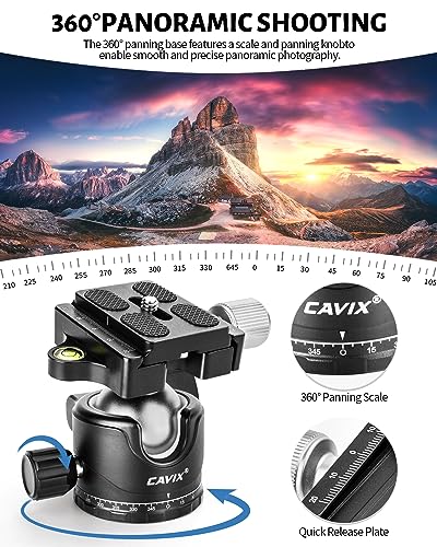 Ball Head Mount, CAVIX 36mm Ball Head Camera Tripod Head with 1/4“ Arca Swiss Quick Release Plate for Tripod, Monopod, DSLR, Camera,Load 33lb/15kg - size: Ball Dia. 36mm