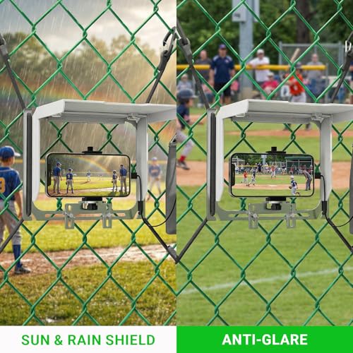Game Changer Mounting Kit, Cell Phone Fence Mount with Shade and Power Bank Holder, Gamechanger Streaming Kit, Fence Phone Holder for iPhone GoPro Camera Mevo Start Recording Baseball Tennis Game - style: Game Changer Mounting Kit