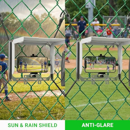 Game Changer Mounting Kit, Cell Phone Fence Mount with Shade and Power Bank Holder, Gamechanger Streaming Kit, Fence Phone Holder for iPhone GoPro Camera Mevo Start Recording Baseball Tennis Game - style: Game Changer Mounting Kit