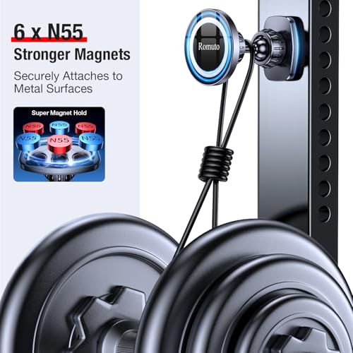Romuto for MagSafe Gym Phone Holder Magnet【Dual Grip】 Magnetic Phone Holder for Gym Camera Mount 360°Adjustable Attach to Metal Surface Gym Accessories for Women with iPhone 17 Pro Max 16 15 14