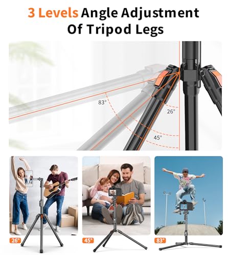 XXZU 74" Magnetic Phone Tripod with Magnetic Clip for Magsafe,Camera Tripod,Tripod For Camera Phone with Remote & Cold Shoe,Camera Stand Tripod for iPhone/Canon/Nikon/DSLR/Digital Camera Accessory Kit - size: 74in