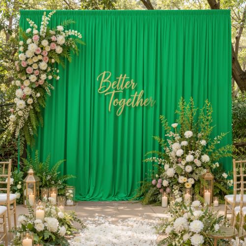 10ftx12ft Wrinkle Free Green Backdrop Curtain Photo Backdrop Drapes | 2 Panels 5×12ft Height Green Silky Polyester Fabric Back Drop Cloth for Wedding Party Birthday Photography Background Drape - color: Green, size: (W)5ft x (H)12ft (2 Panel)