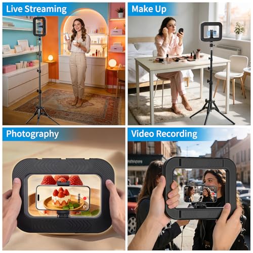 yAyusi Selfie Ring Light Tripod for iPhone, 73" Extendable Selfie Stick Phone Tripod with Light for Cell Phone, Dimmable Tripods Ring Light with Phone Holder and Stand for Video Recording/Live Stream