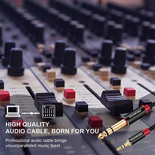 SHULIANCABLE 3.5mm to 6.35mm Stereo Audio Cable, 6.35 1/4" Male to 3.5 1/8" Male TRS Stereo Audio Cable for Guitar,iPod, Laptop, Home Theater Devices,Smartphones,and Amplifiers (15Ft/5M) - size: 15 ft