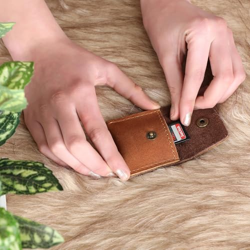 Leather Ring Pouch, Leather Jewelry Holder, Wedding Case for Men and Women - Full Grain Pouch for Engagement Handcrafted Bridal Jewellery Storage, Guitar Picks Camera SD Card Holder- Tan - color: Tan