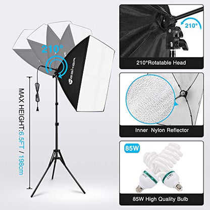 Yesker Photography Lighting Kit 8.5x10ft backdrop Support Equipment System Umbrella 5500k Light Bulb Softbox Continuous Lighting for Photo Shoot Studio Portrait Product and Video Recording Photography - size: 8.5x10ft Photography Lighting Kit