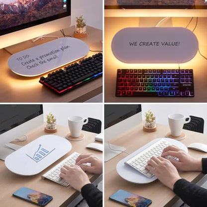 TSJ OFFICE Glass Desktop Whiteboard - 17 X 7 Inches Small Dry Erase Board with Warm White Light, Glass White Board Surface Notepad with 1 Drawer, Desk Organizers for Office, Home, School Supplies - color: Warm Light (White Glass)
