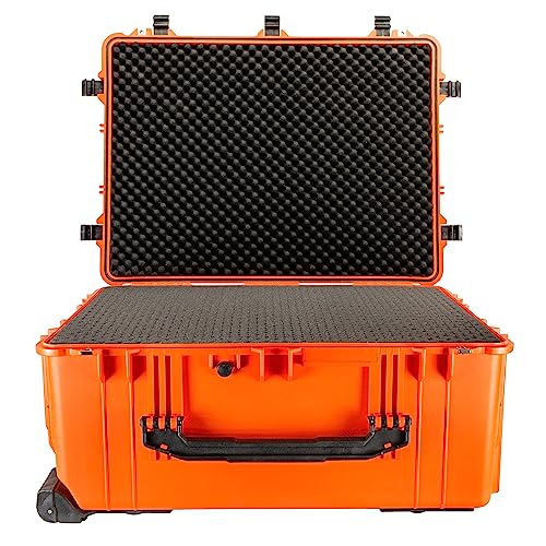 Eylar 31.5" X-Large Protective Roller Hard Case for Cameras, Drones, Tools, and AV Equipment with IP67 Waterproof, Shock Resistant, and Customizable Foam Inserts (Orange) - color: Orange