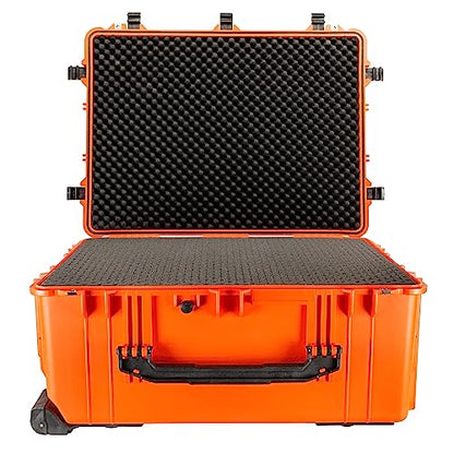 Eylar 31.5" X-Large Protective Roller Hard Case for Cameras, Drones, Tools, and AV Equipment with IP67 Waterproof, Shock Resistant, and Customizable Foam Inserts (Orange) - color: Orange