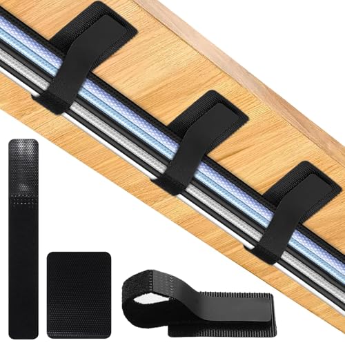 40 Set Cable Management Under Desk, Hook and Loop Cable Ties, Adhesive Strips for Cord Management Hider, Cord Organizer Clips, Computer Accessories for Desk Organization, Home Office Essentials