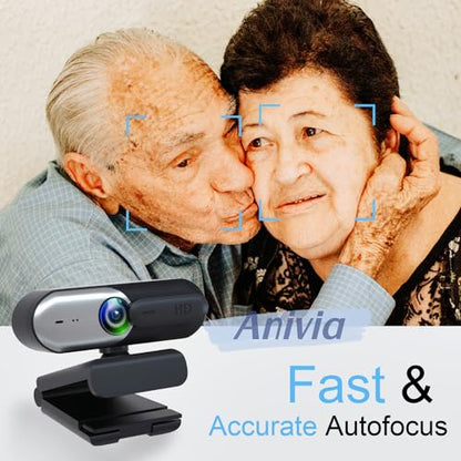 1080P Webcam with Privacy Slide Cover for PC, Web cam for Laptop Computer Camera Built-in Noise Canceling Mic, Low-Light Correction, for Microsoft Teams, Zoom, Google Voice, PC/Mac/Macbook/Tablet-1
