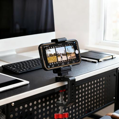 Tlence C Clamp Desk Camera Mount, Table Clamps with 1/4" and 3/8" Thread, Metal Desktop C Clamp for Light Stand, Heavy Duty Clamps Jaw for Workbench, Rods, Shelves, Bike, Fits up to 2.5" Thickness