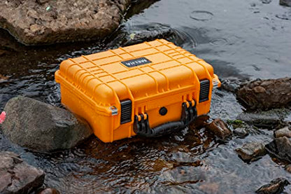 MEIJIA Portable All Weather Waterproof Camera Case With Foam,Fit Use of Drones,Camera,Equipments,Pistols,15.98x12.99x6.85inches - color: Yellow