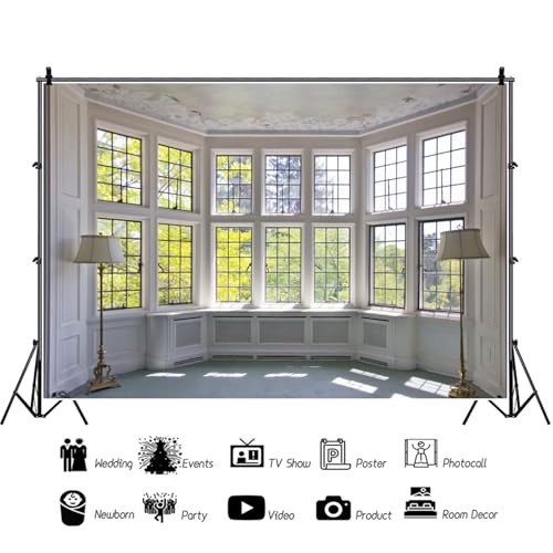 14x10ft Big Bright Window Backdrop Window Garden Zoom Room Background for Wall Zoom Living Room Office Backdrop for Video Conference Background for Video Recording - size: 14x10ft
