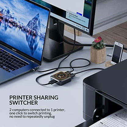 IDsonix USB 3.0 Switch 2 Computers Share 1 Device,1 in 2 Out Or 2 in 1 Out Bi-Directional for Printers/Keyboards/Mice, 5Gbps Plug and Play Switcher, 2pcs A to A 3.3ft Cables,Plastic,Black - style: ABS