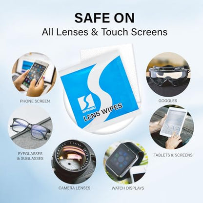 200 Count Lens Wipes for Eyeglasses, Eye Glasses Cleaner Wipes for Phone | Streak-Free & Scratch-Free Pre-moistened Lens Cleaning Wipes, Individually Wrapped Glasses Wipes for Sunglass & Touchscreens. - size: 200 Count