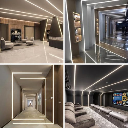 inShareplus Plaster-in LED Profile, 6 Pack 3.3ft/1M LED Aluminium Channel with Milky Diffuser, Trimless Recessed Single-Sided LED Strip Diffuser for Under Cabinet, Wall, Ceiling and Corners of Walls - size: single-edge 6-pack (plaster-in)