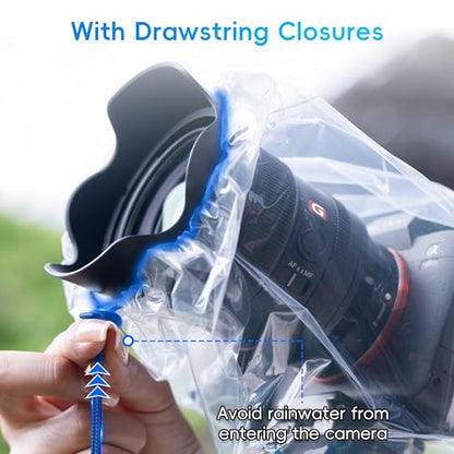 2 Pack Camera Rain Cover Clear Sleeve Protector for Sony A7RVI A7R V A7 IV A7S III II A6700 A6600 A6500 A6400 A6300 A6100 A6000 A7C Nikon Z8 Z5 Z50 Z30 Z7 Z6 II D780 D7500 D5600 D3500 P1000 Canon R6V - color: for Most Camera