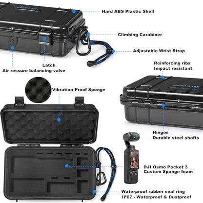Lekufee Travel Waterproof Hard Case Compatible with DJI Osmo Pocket 4, DJI Osmo Pocket 3/Creator Combo/Power Expansion Combo/Vlogging Camera and Accessories(Case & Bag Only)