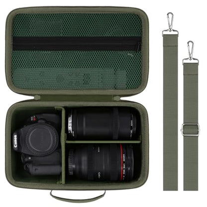 Camera Case Compatible with Canon EOS Rebel T7/T100/R50/R100/R5/R6 V//R6 Mark II DSLR Camera with 18-55mm Lens,Sony,Nikon DSLR Camera Protective Case with Shoulder Strap (Army Green Case) - color: Army Green Case