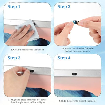 25 Pcs Webcam Cover Slide, 0.023 Inch Ultra-Thin Universal Laptop Phone Camera Cover for Laptop, Computer, Phone Privacy Protection and Security Black