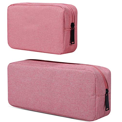 dealcase Electronic Accessories Organizer, Durable Small Electronics Accessories Storage Bag Compatible Laptop Charger Various USB,Cables,Cords and Power Travel Gadget Carry Bag,Pink(Small+Big) - color: Small + Big[Pink X 2]