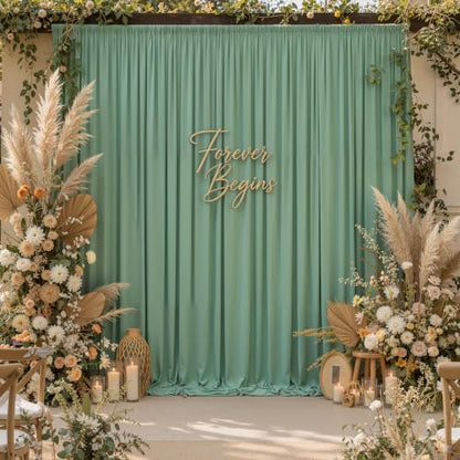 10ftx12ft Wrinkle Free Sage Green Backdrop Curtain Photo Backdrop Drapes | 2 Panels 5×12ft Height Sage Silky Polyester Fabric Back Drop Cloth for Wedding Party Birthday Photography Background Drape - color: Sage Green, size: (W)5ft x (H)12ft (2 Panel)